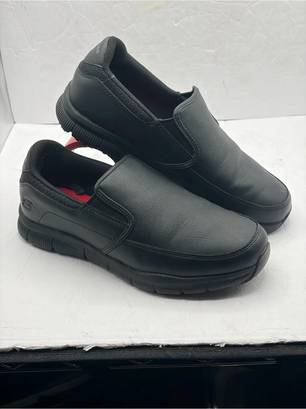 Skechers Work Relaxed Fit Nampa Groton Slip Resistant Shoes Black Men’s Size 9 W